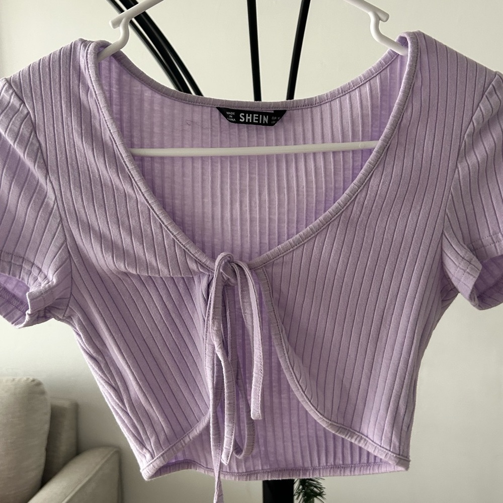 Shein Purple Tie Crop Top